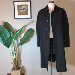 Hart Schaffner Marx Raleigh Black Trench Coat, 3/4 Length, Removable Lining, 40S